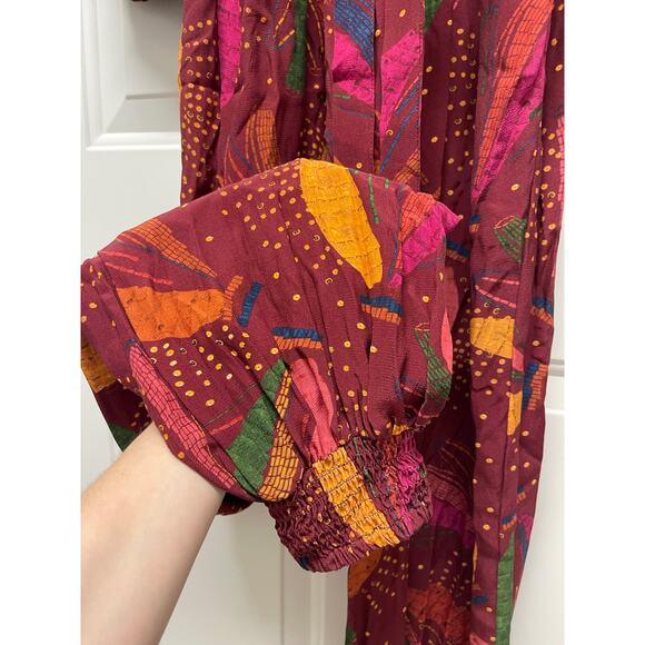 NWT Farm Rio Wrap Jumpsuit Red printed size XS Boho Tropical preppy - Picture 10 of 13